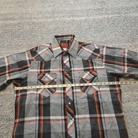 VTG Rustler X-Long Tails Short Sleeve Pearl Snap Shirt Mens XL Rodeo Plaid - Picture 3 of 5